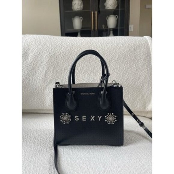 NWT Michael Kors Mercer Medium Messenger Crossbody Bag in Black Leather $298 - Picture 5 of 7